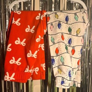 2 PAIRS Hanna Andersson Holiday Print Leggings VGUC